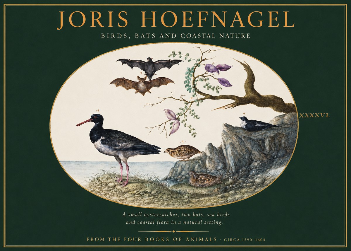 Joris Hoefnagel Birds, Bats and Coastal Nature No2 - Affiche