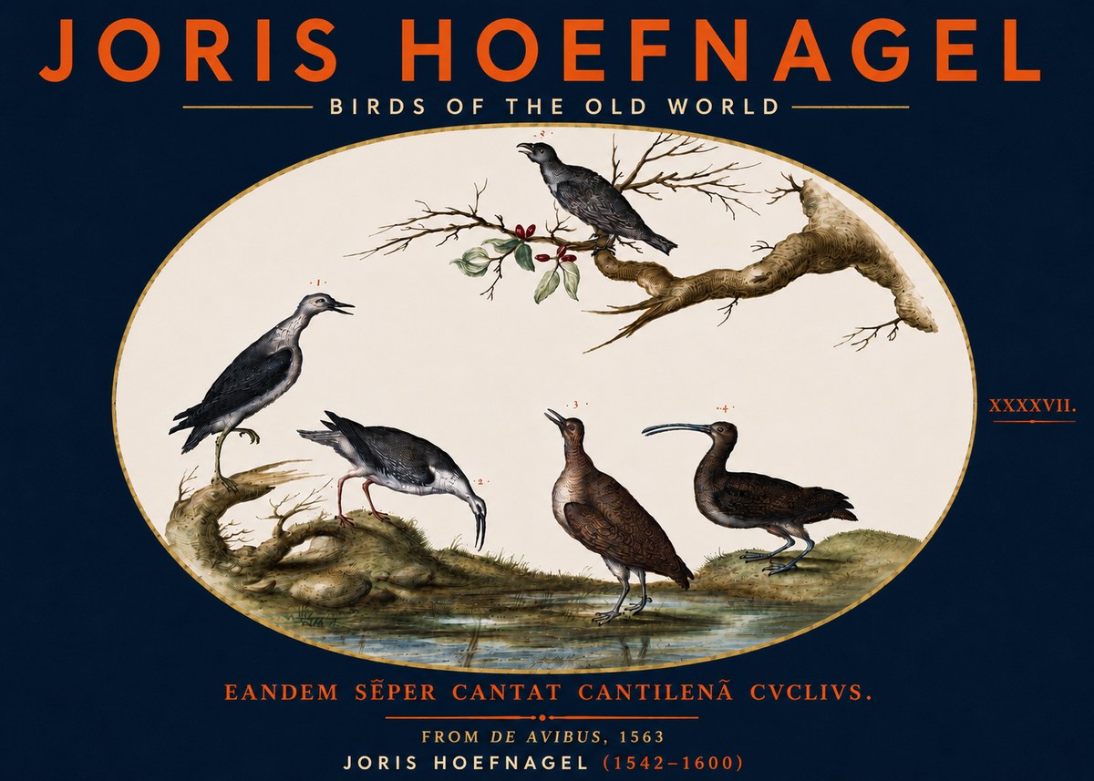 Joris Hoefnagel Birds of the Old World No5 - Affiche