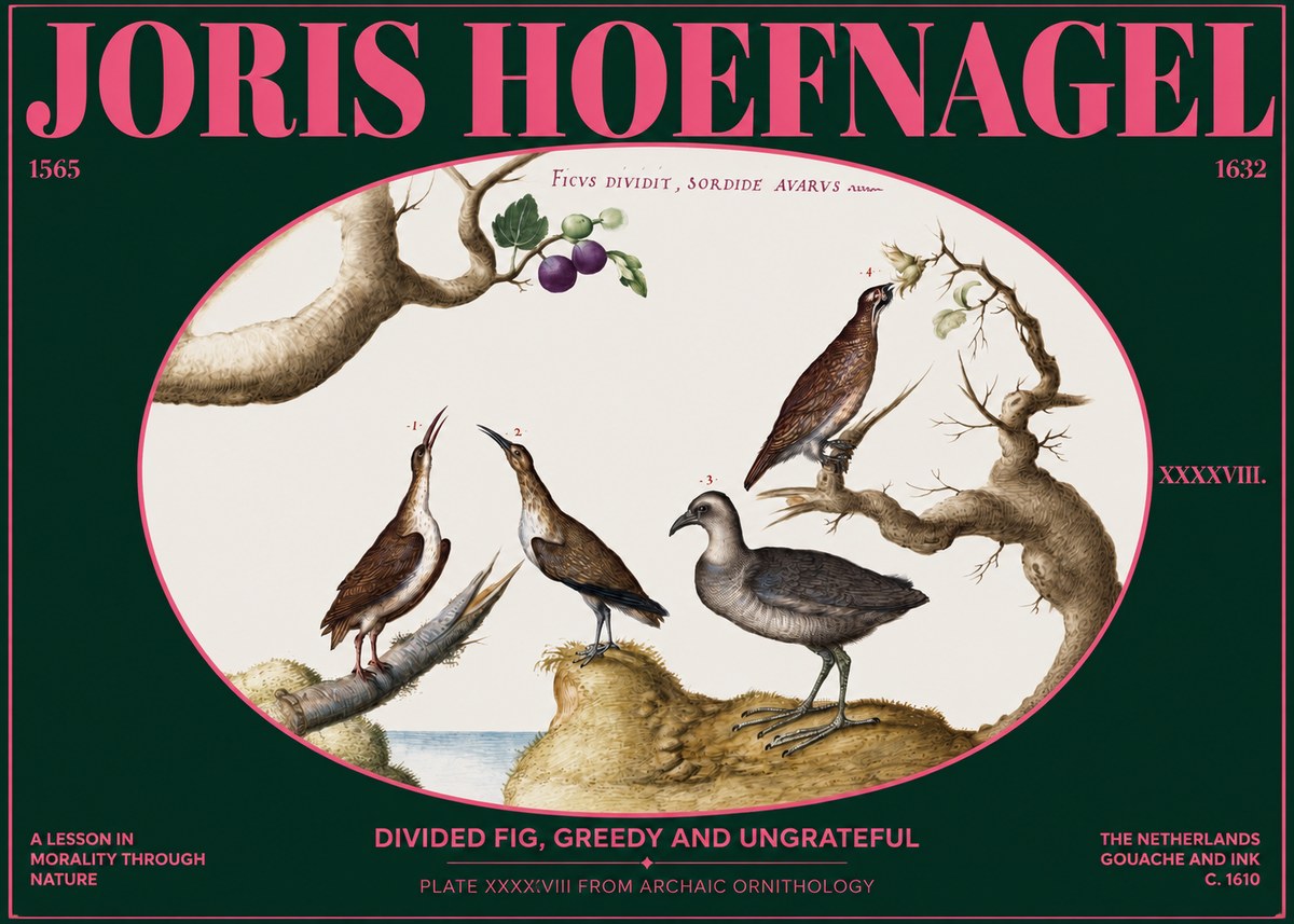 Joris Hoefnagel Birds from the Four Parts of the World No3 - Affiche