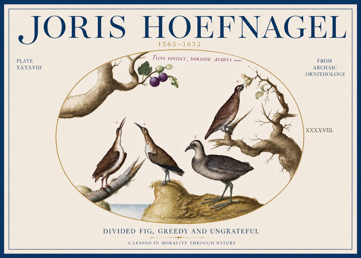 Joris Hoefnagel Birds from the Four Parts of the World No4 - Affiche