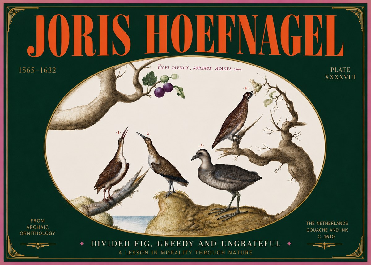 Joris Hoefnagel Birds from the Four Parts of the World No5 - Affiche