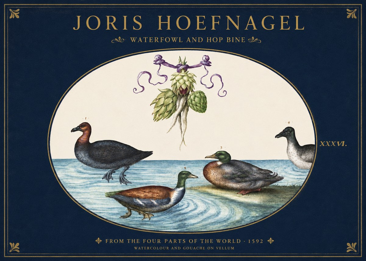 Joris Hoefnagel Waterfowl and Hop Bine No2 - Affiche