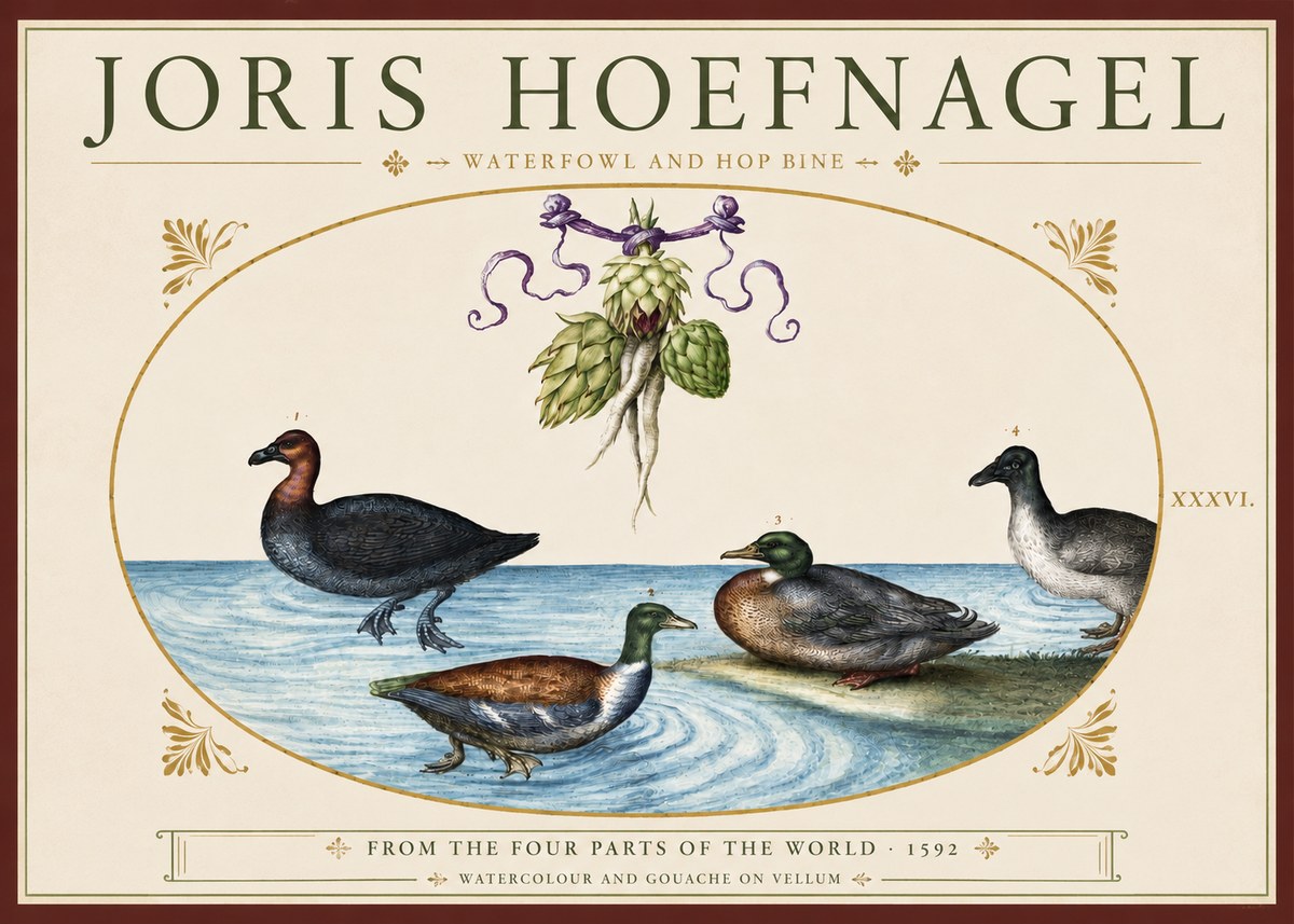 Joris Hoefnagel Waterfowl and Hop Bine No3 - Affiche