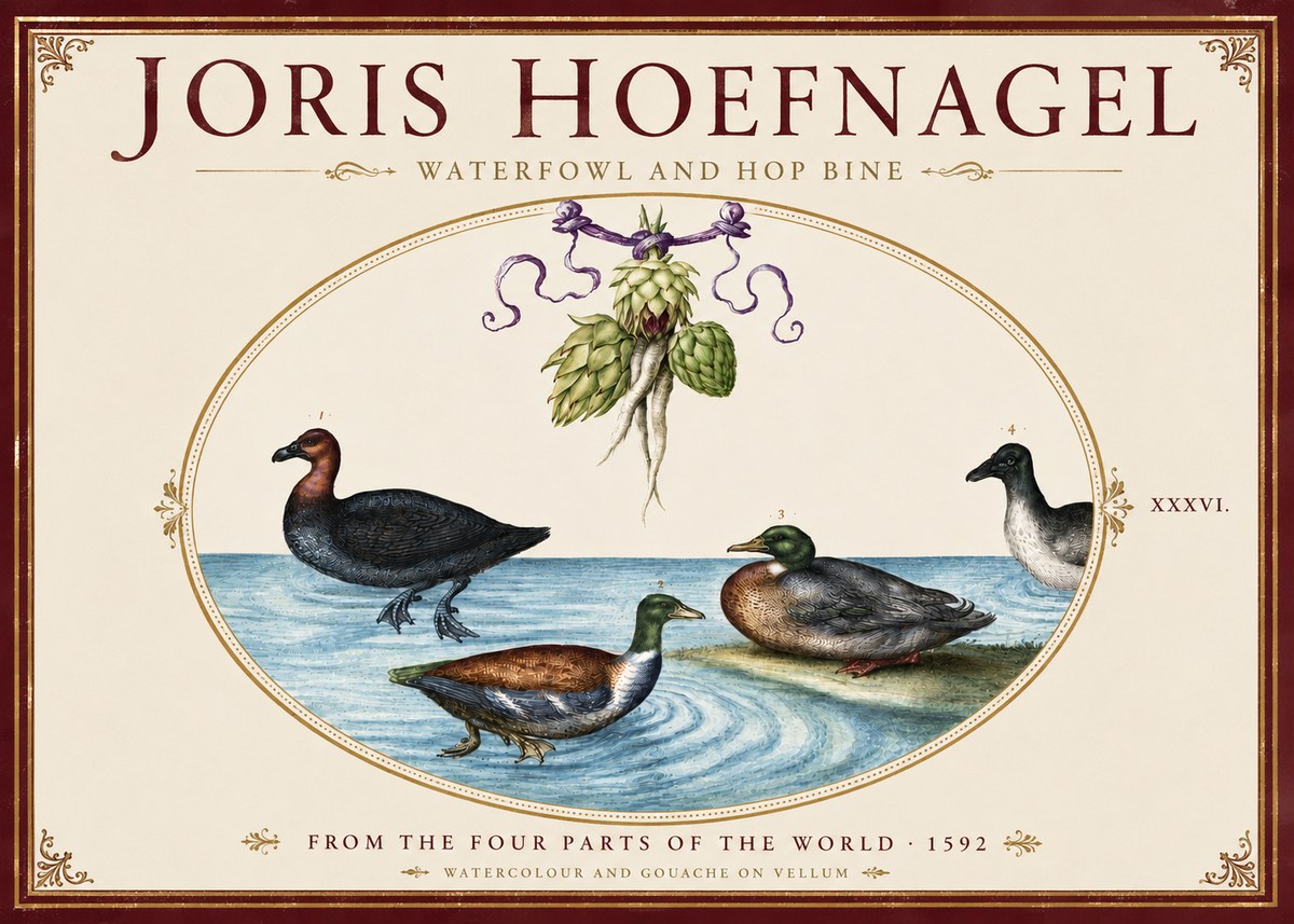 Joris Hoefnagel Waterfowl and Hop Bine No4 - Affiche
