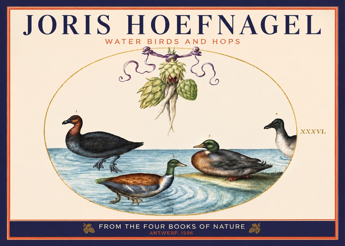 Joris Hoefnagel Waterfowl and Hop Bine No6 - Affiche