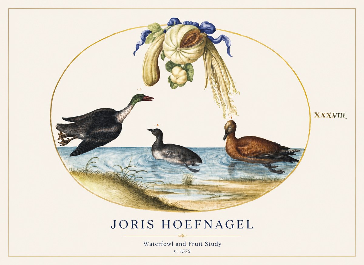 Joris Hoefnagel Waterfowl and Fruit Study No1 - Affiche