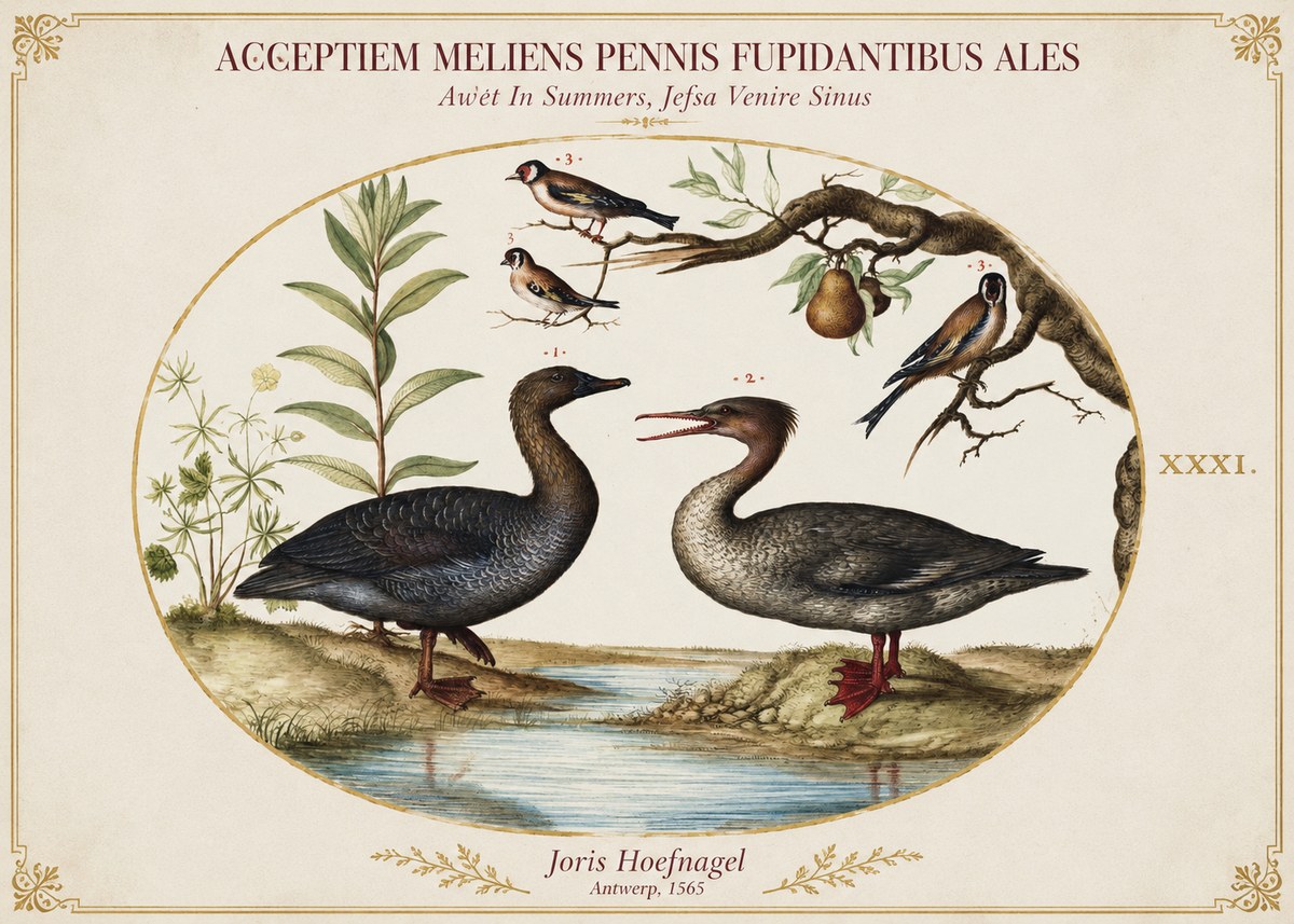Joris Hoefnagel Acceptiem Meliens Pennis Fupidantibus Ales No1 - Affiche