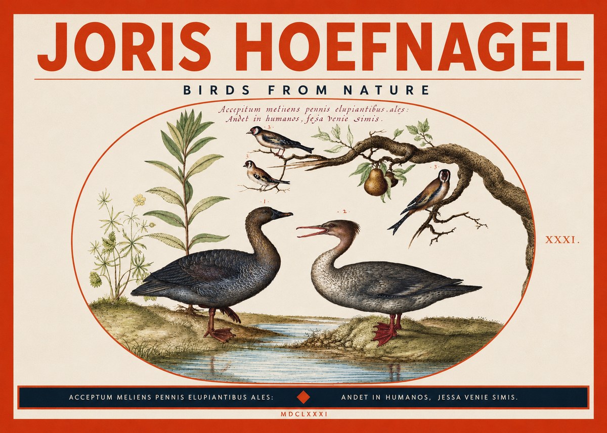 Joris Hoefnagel Acceptiem Meliens Pennis Fupidantibus Ales No4 - Affiche