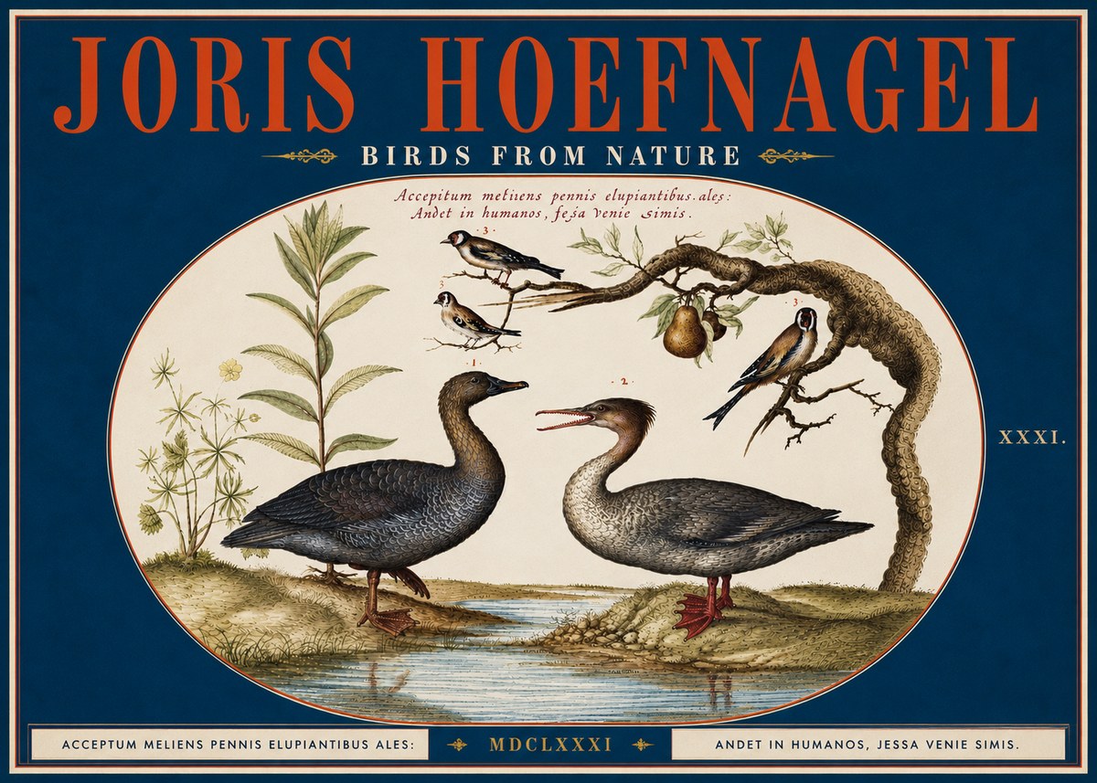 Joris Hoefnagel Acceptiem Meliens Pennis Fupidantibus Ales No6 - Affiche