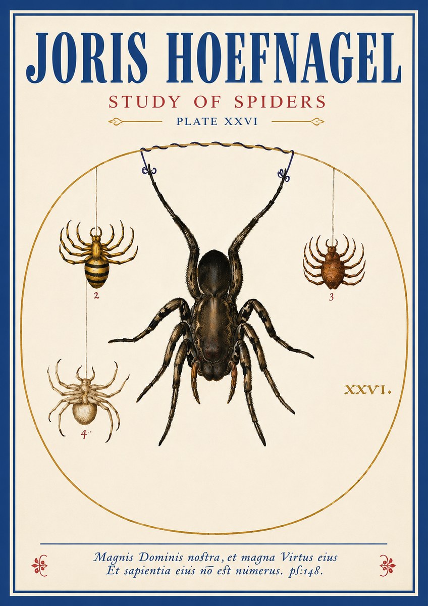 Joris Hoefnagel Study of Spiders No3 - Affiche