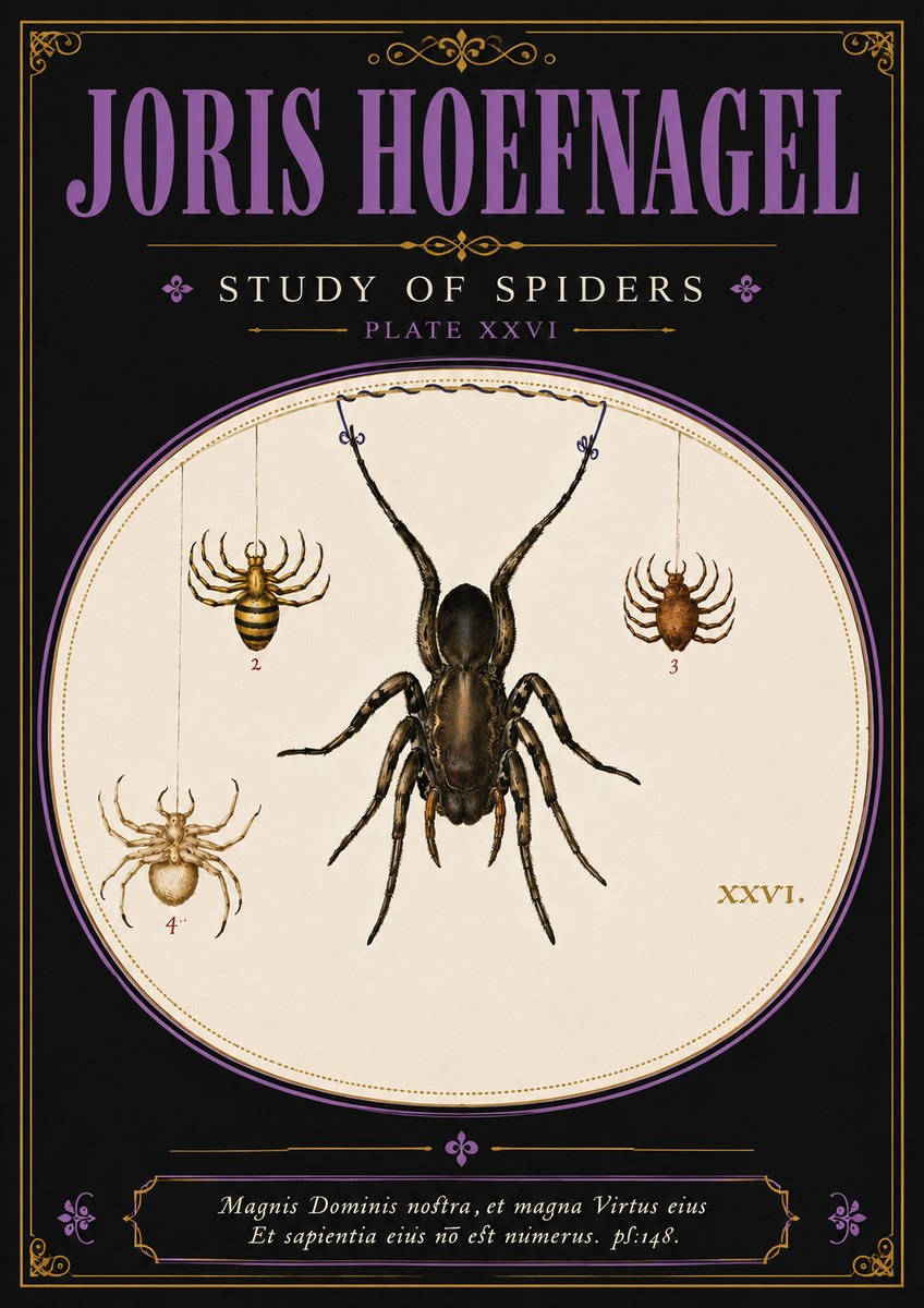 Joris Hoefnagel Study of Spiders No4 - Affiche