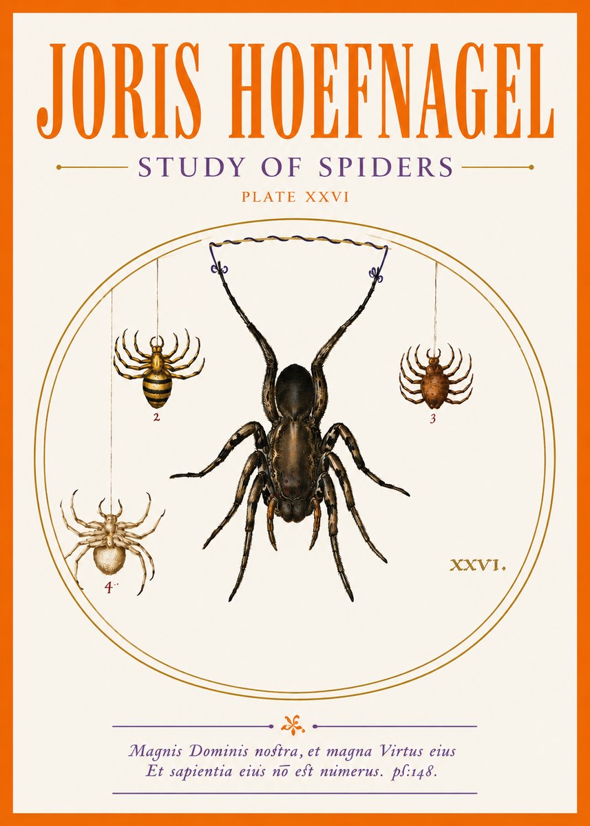 Joris Hoefnagel Study of Spiders No5 - Affiche