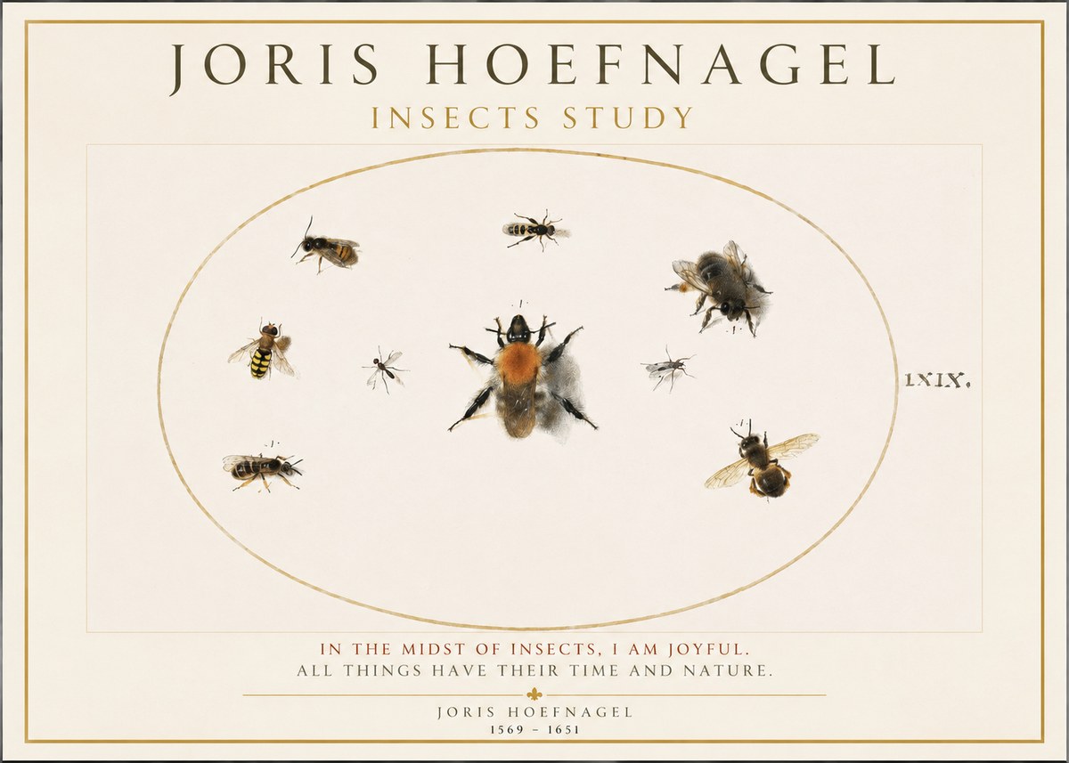 Joris Hoefnagel Insects Study II No1 - Affiche