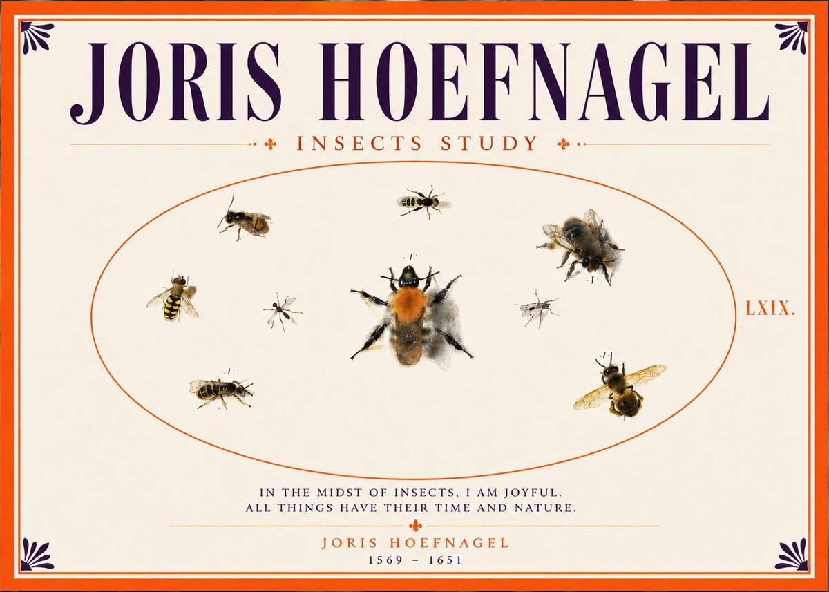 Joris Hoefnagel Insects Study II No5 - Affiche