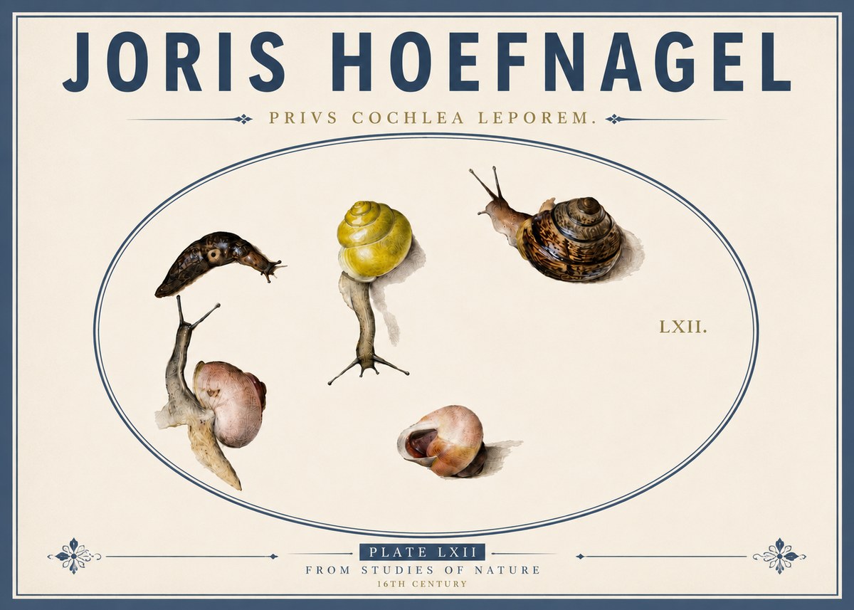 Joris Hoefnagel Privs Cochlea Leporem. No5 - Affiche