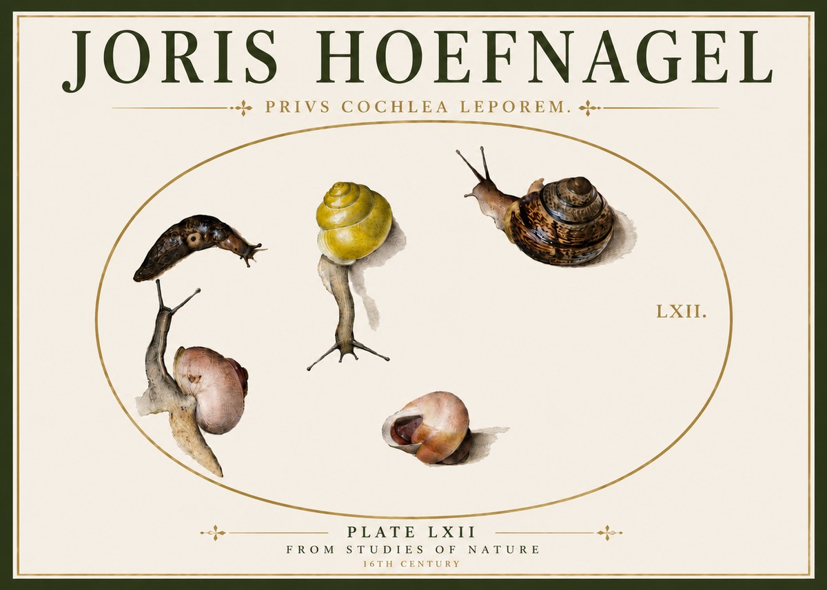 Joris Hoefnagel Privs Cochlea Leporem. No6 - Affiche
