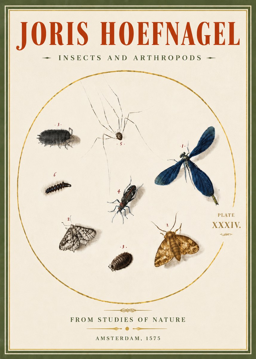 Joris Hoefnagel Insects and Arthropods No5 - Affiche
