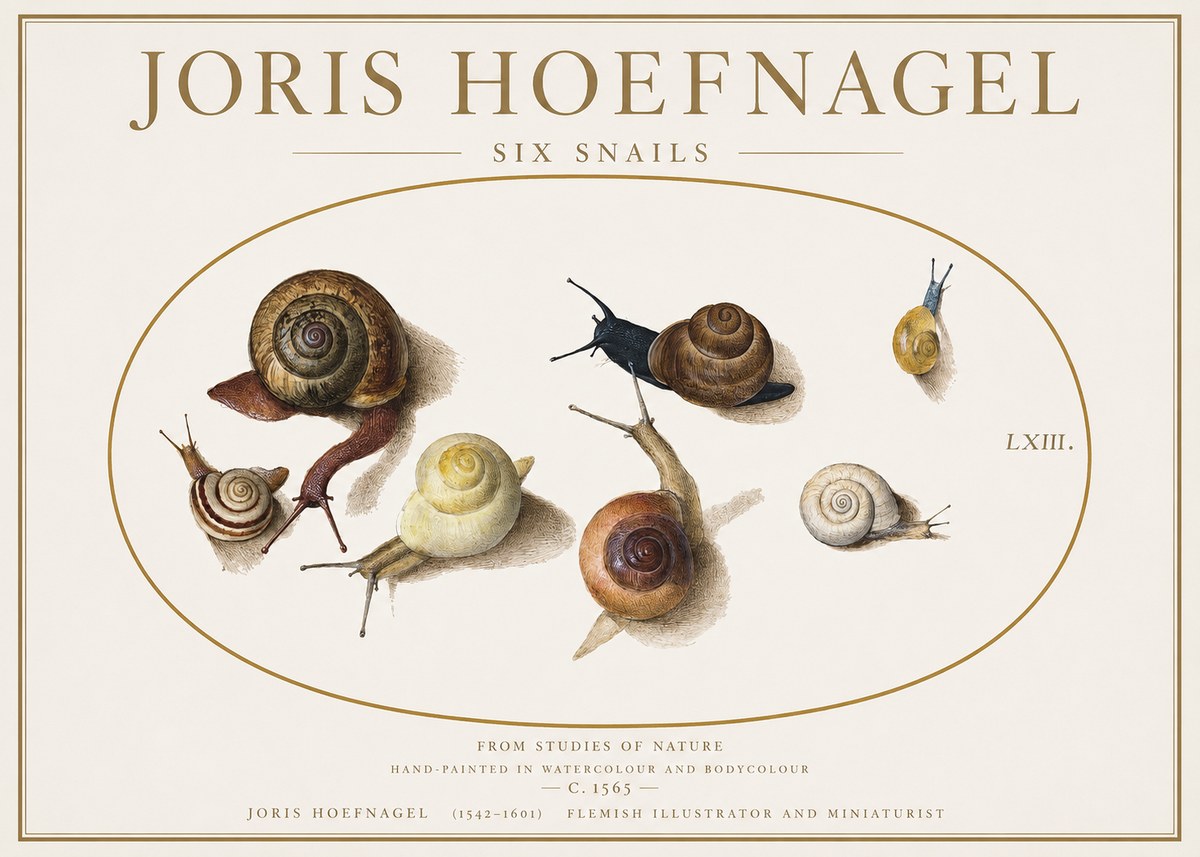 Joris Hoefnagel Six Snails No1 - Affiche