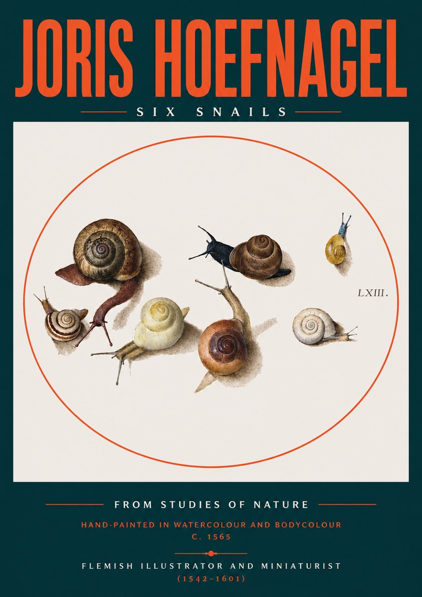 Joris Hoefnagel Six Snails No2 - Affiche