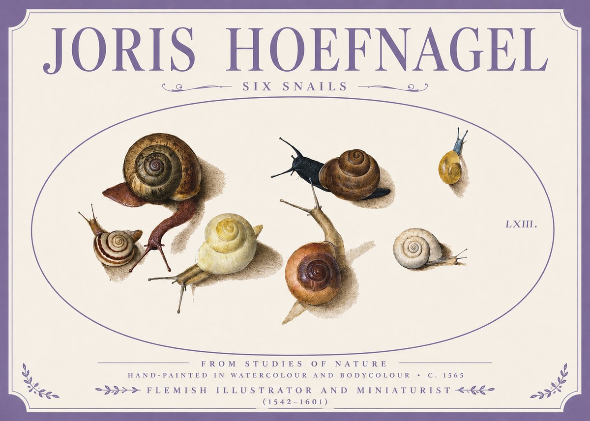 Joris Hoefnagel Six Snails No3 - Affiche