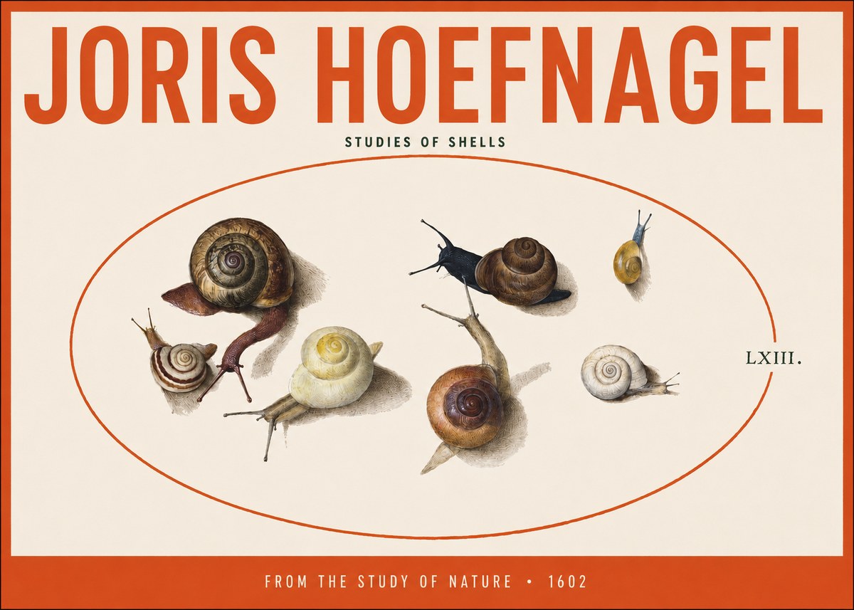 Joris Hoefnagel Six Snails No5 - Affiche