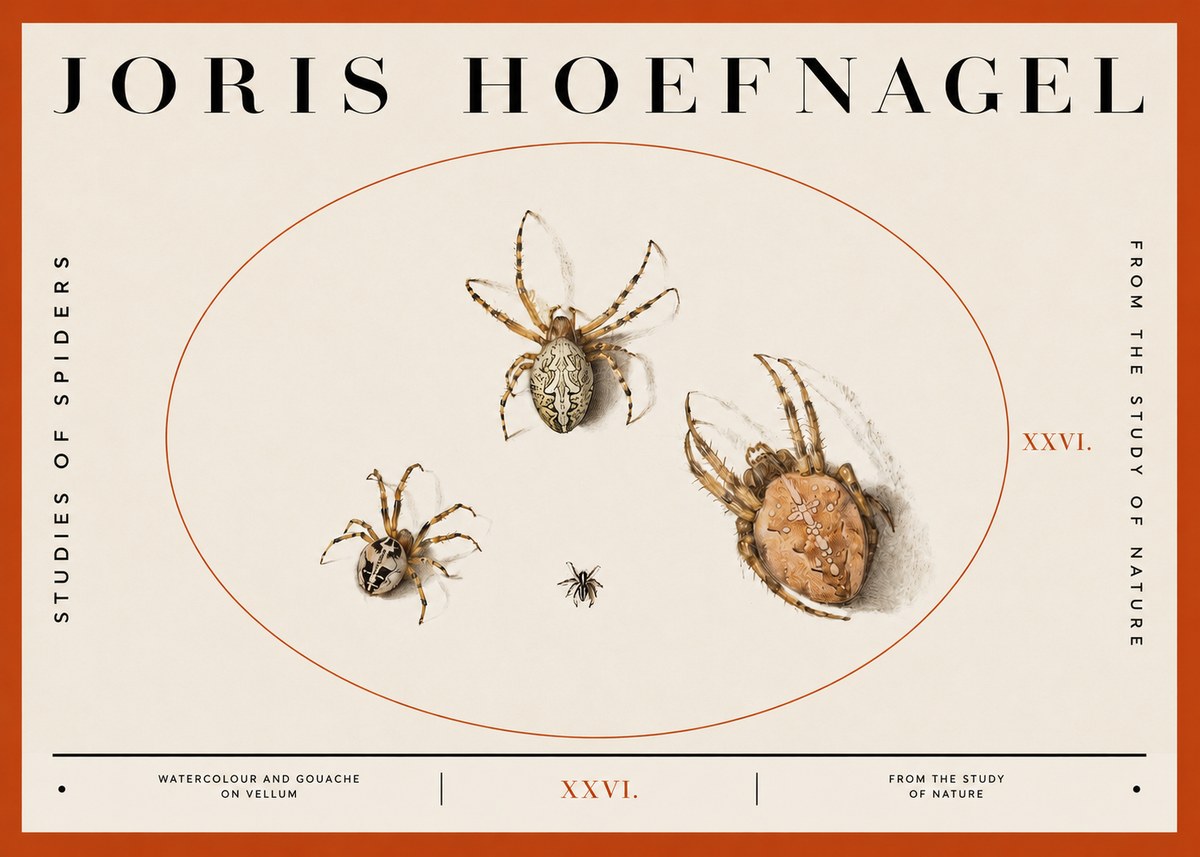 Joris Hoefnagel Studies of Spiders III No2 - Affiche