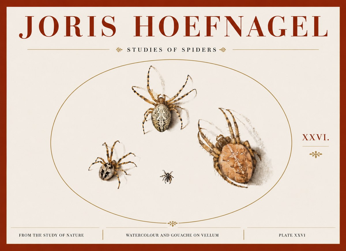 Joris Hoefnagel Studies of Spiders III No5 - Affiche
