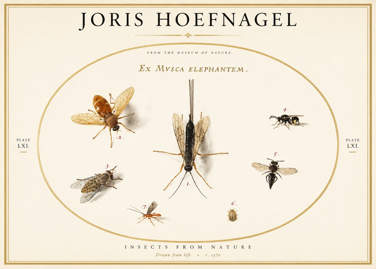 Joris Hoefnagel Ex Mvsca Elephantem. No1 - Affiche