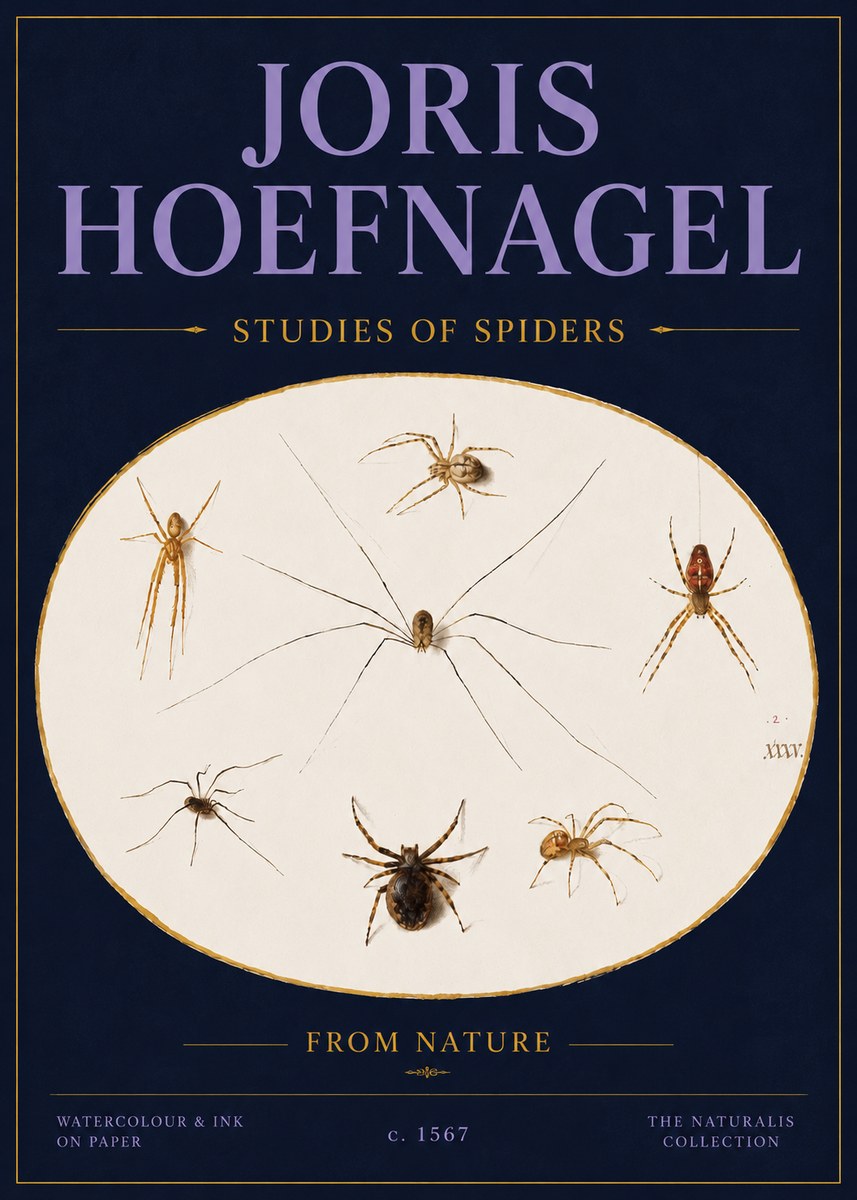 Joris Hoefnagel Studies of Spiders from Nature No4 - Affiche