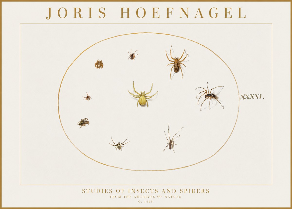 Joris Hoefnagel Studies of Insects and Spiders No1 - Affiche