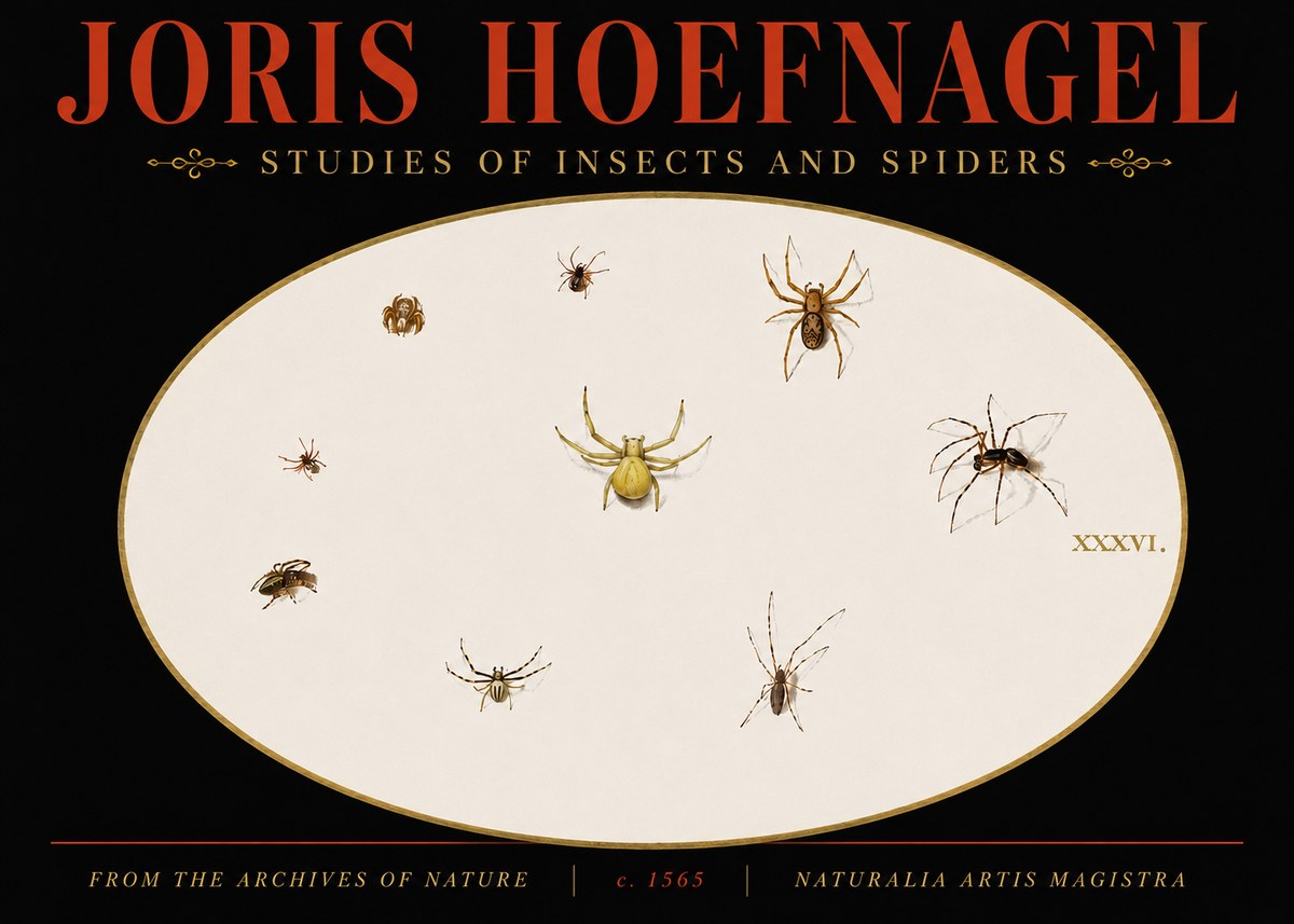 Joris Hoefnagel Studies of Insects and Spiders No5 - Affiche