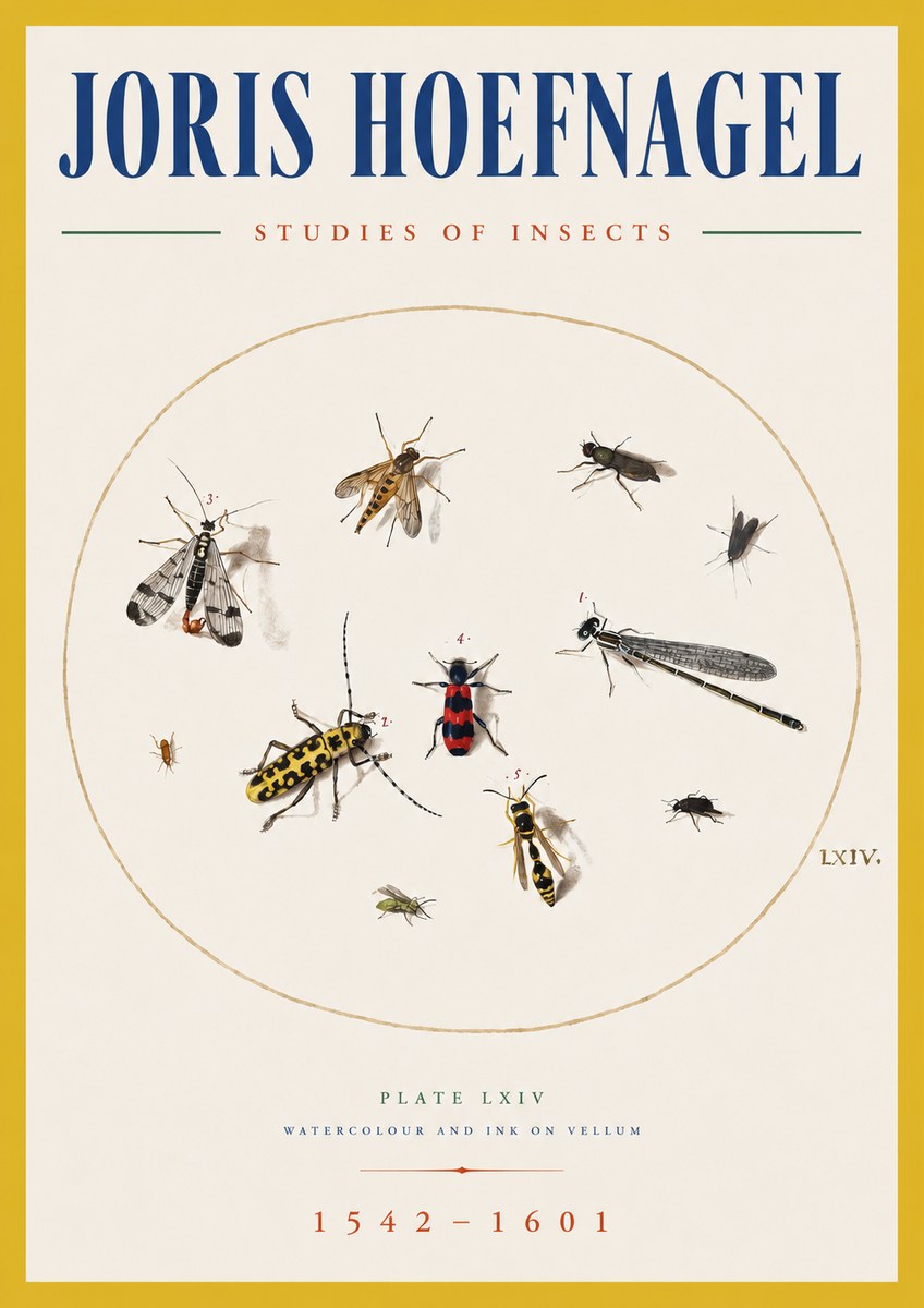 Joris Hoefnagel Studies of Insects - Plate Lxiv No5 - Affiche