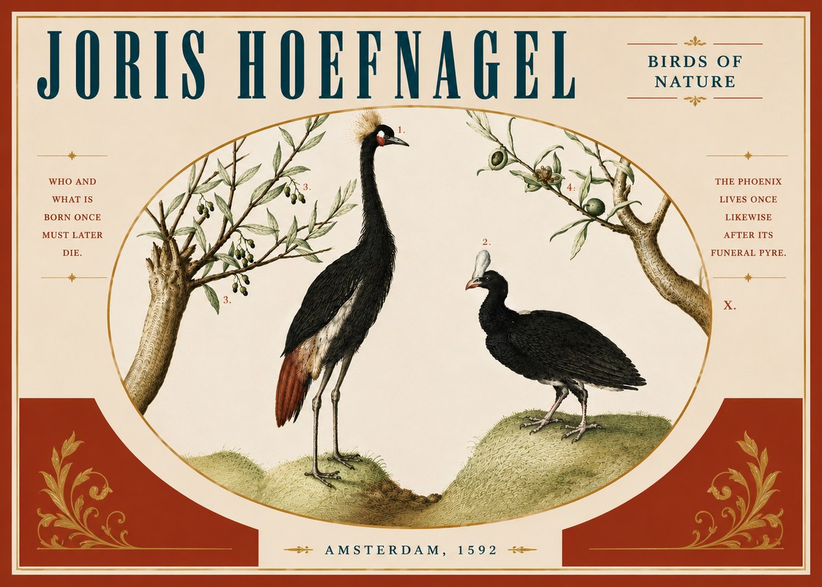 Joris Hoefnagel Birds of Nature No4 - Affiche