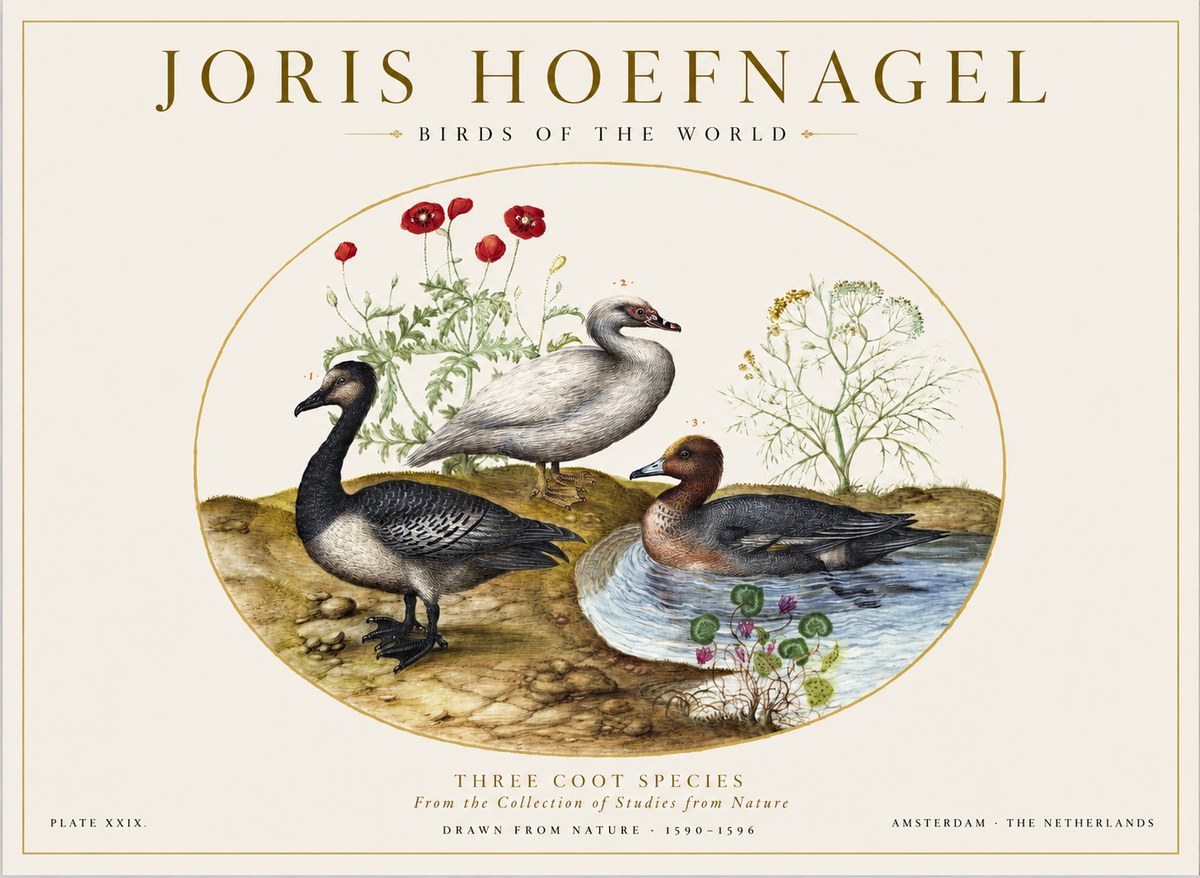 Joris Hoefnagel Three Coot Species No1 - Affiche