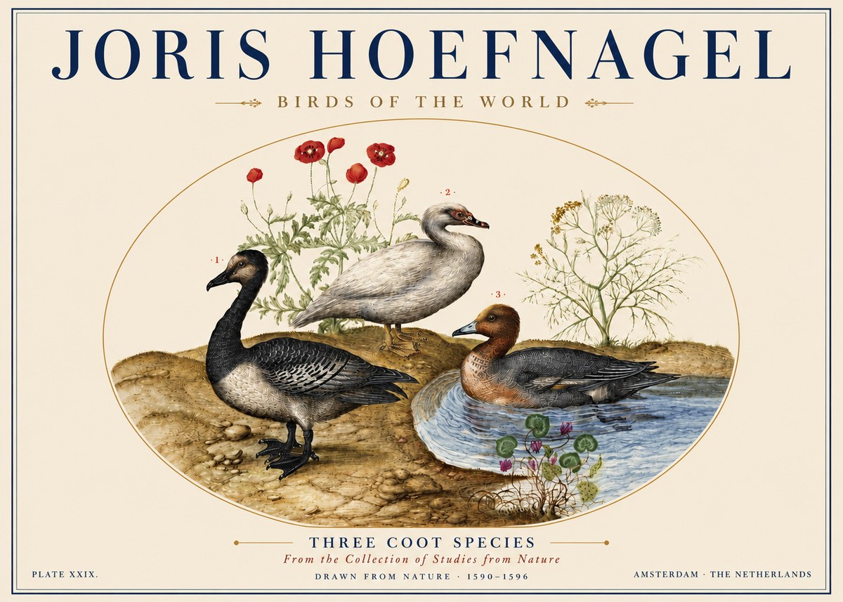 Joris Hoefnagel Three Coot Species No5 - Affiche