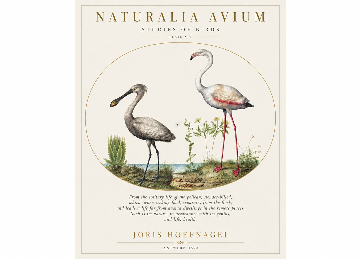 Joris Hoefnagel The Solitary Sanctuary of the Spoonbill and the Flamingo No2 - Affiche