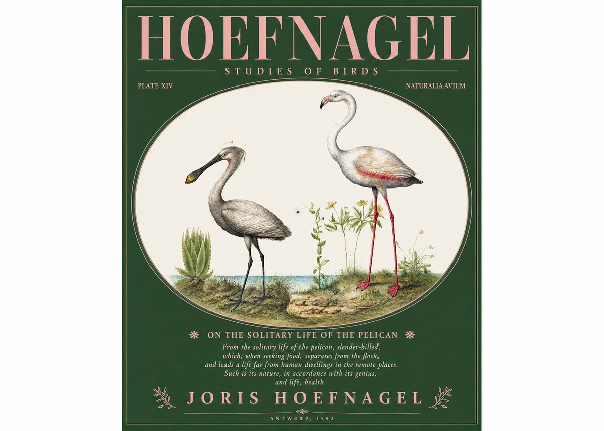 Joris Hoefnagel The Solitary Sanctuary of the Spoonbill and the Flamingo No3 - Affiche