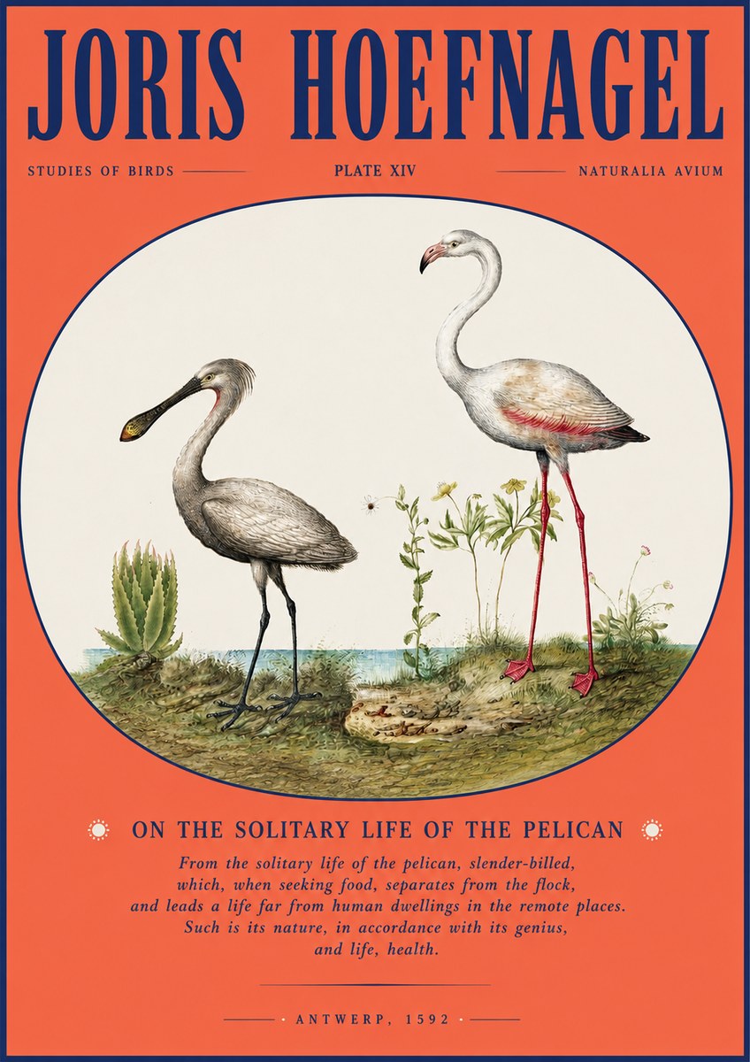 Joris Hoefnagel The Solitary Sanctuary of the Spoonbill and the Flamingo No4 - Affiche