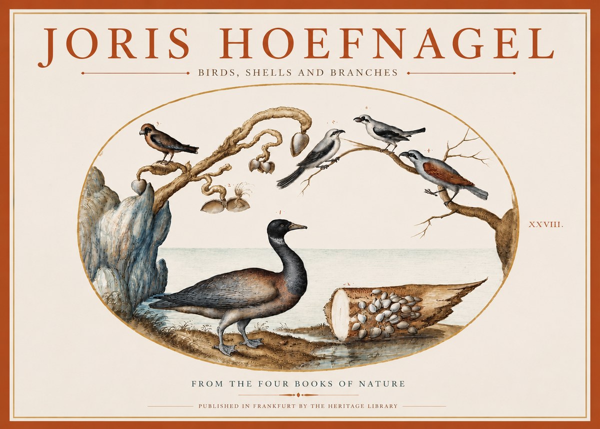 Joris Hoefnagel Birds, Shells and Branches No3 - Affiche