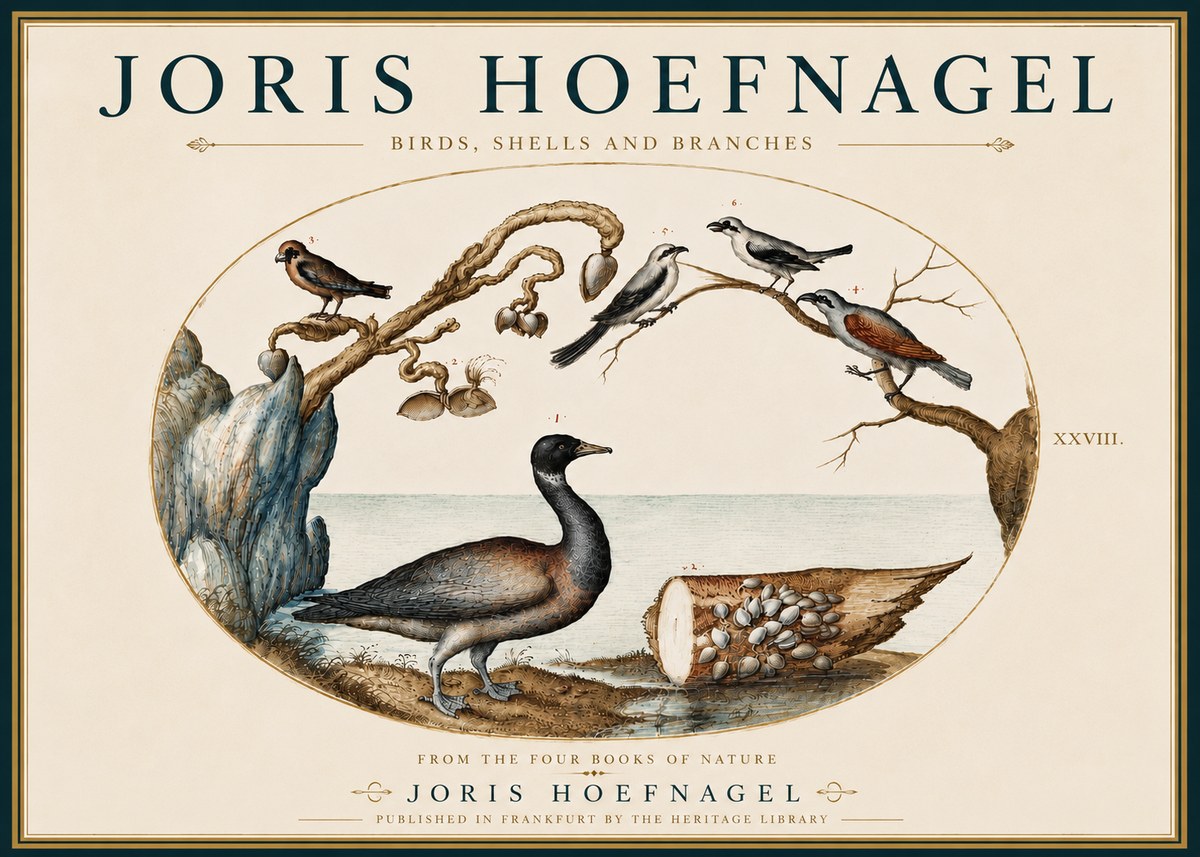 Joris Hoefnagel Birds, Shells and Branches No5 - Affiche