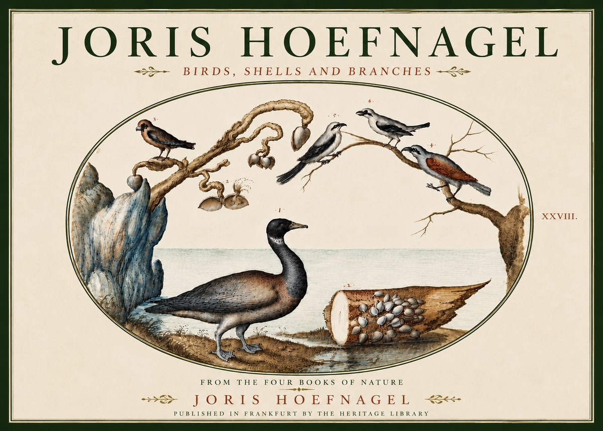 Joris Hoefnagel Birds, Shells and Branches No6 - Affiche