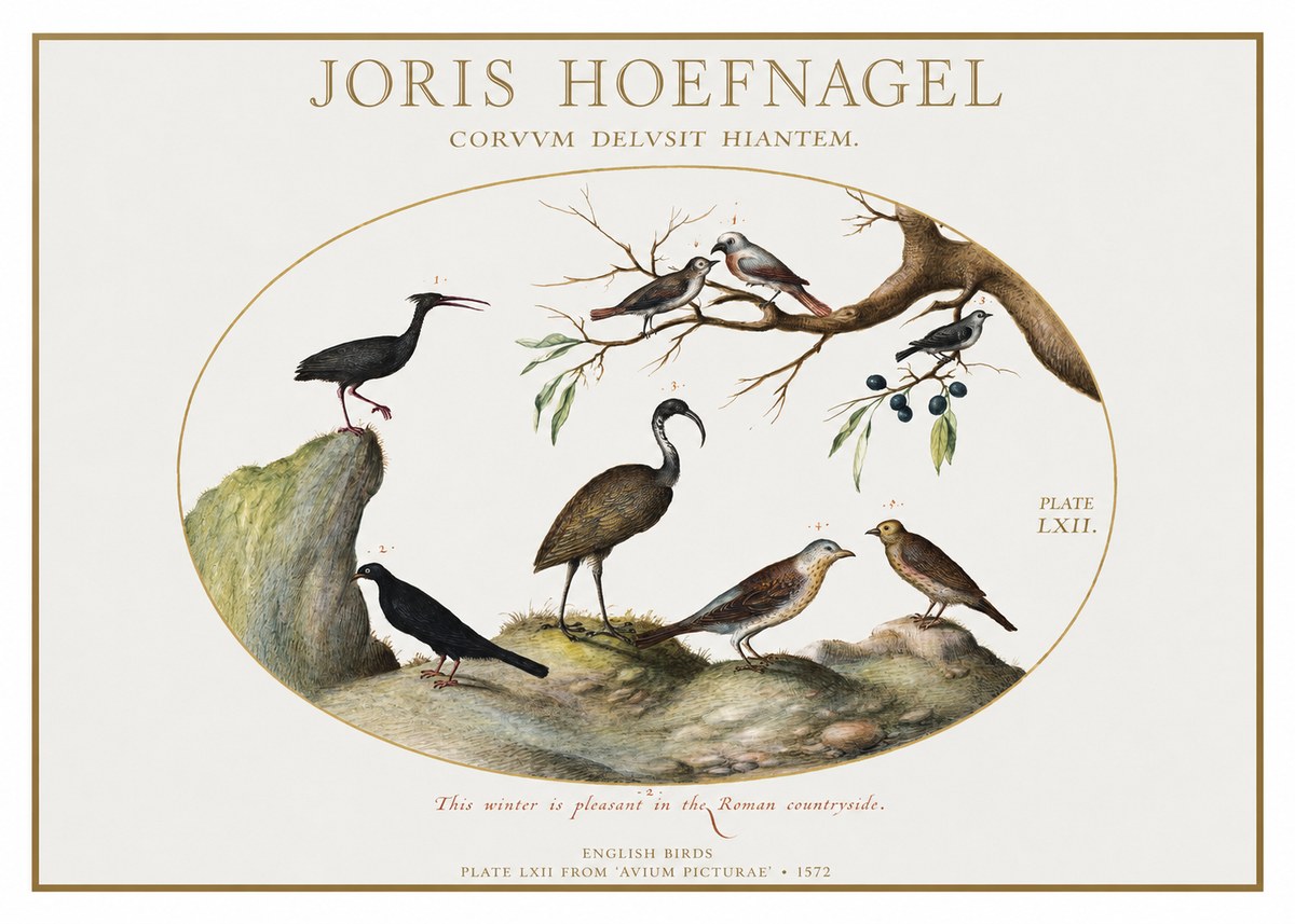 Joris Hoefnagel English Birds Plate Lxii No1 - Affiche