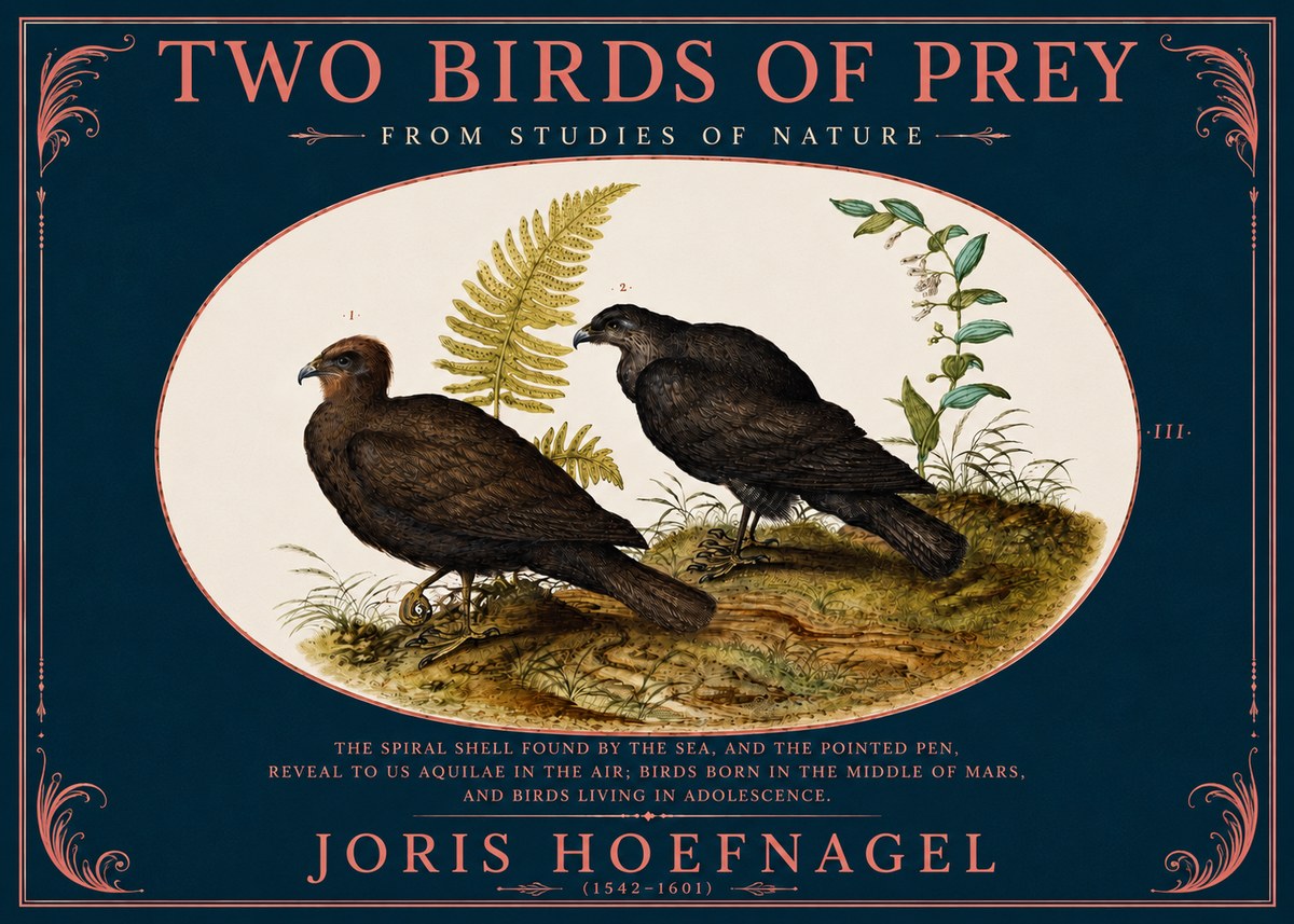 Joris Hoefnagel Two Birds of Prey - from Studies of Nature No4 - Affiche