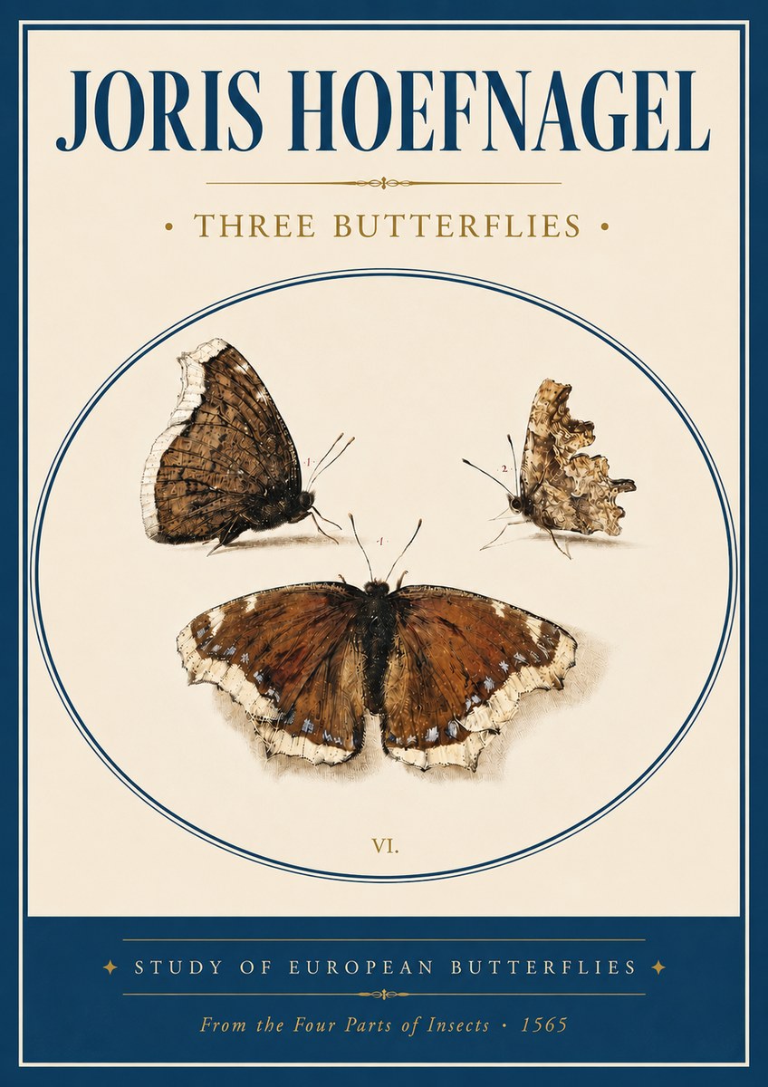Joris Hoefnagel Three Butterflies I No4 - Affiche