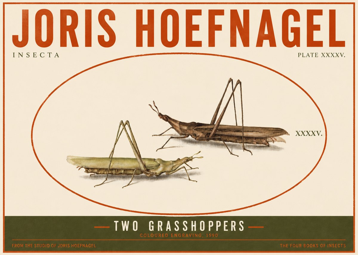 Joris Hoefnagel Two Grasshoppers No4 - Affiche