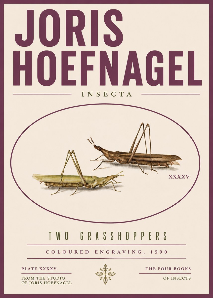 Joris Hoefnagel Two Grasshoppers No5 - Affiche