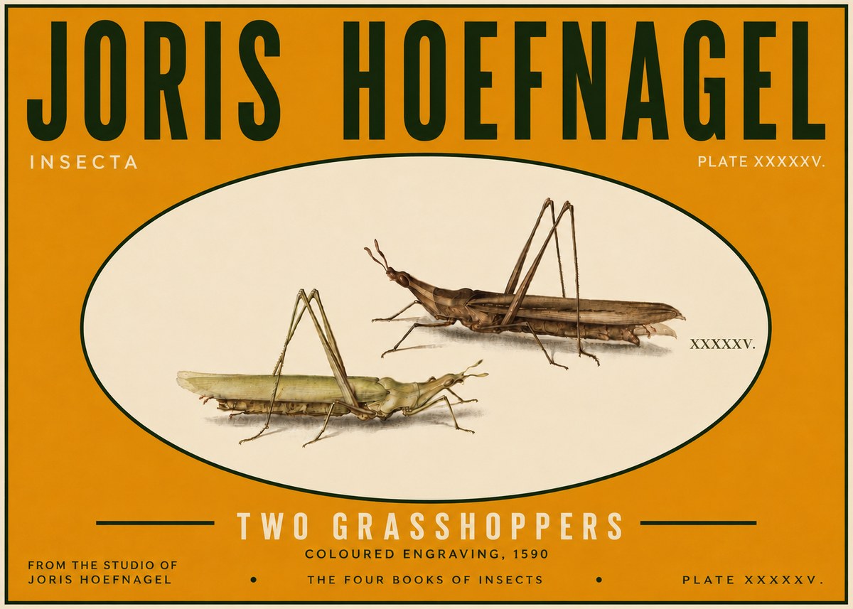 Joris Hoefnagel Two Grasshoppers No6 - Affiche