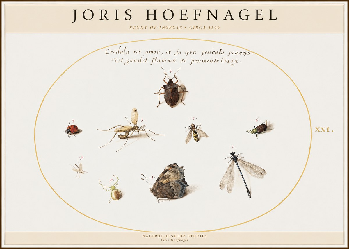 Joris Hoefnagel Study of Insects • Circa 1590 No1 - Affiche