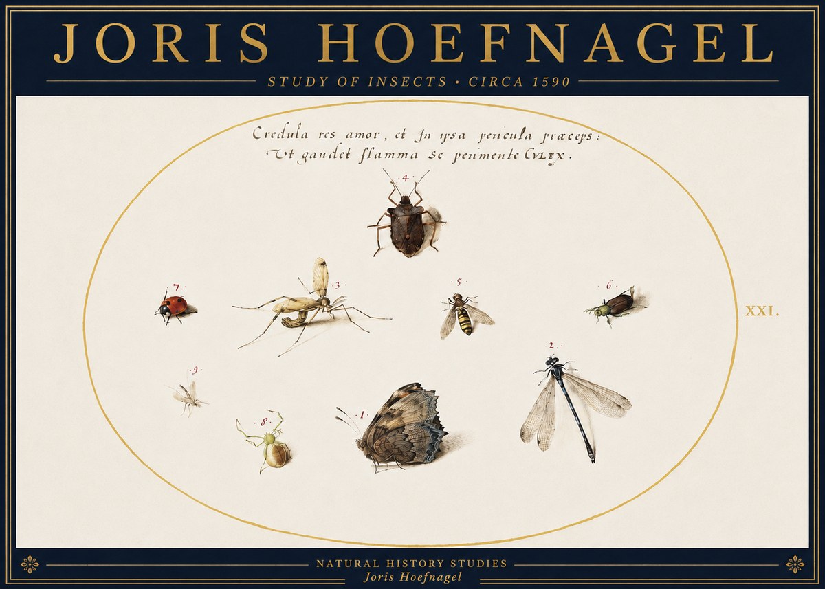 Joris Hoefnagel Study of Insects • Circa 1590 No4 - Affiche