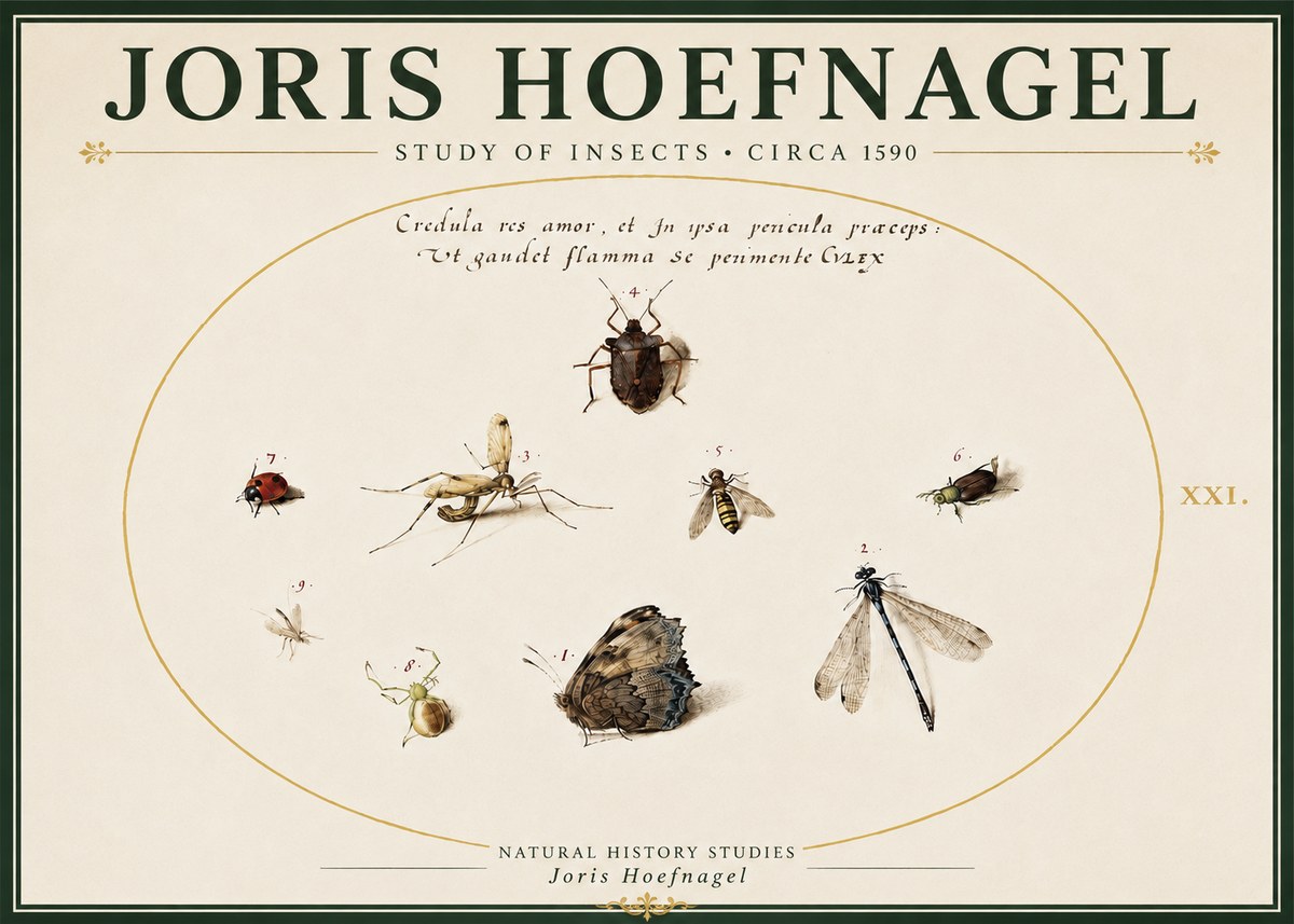 Joris Hoefnagel Study of Insects • Circa 1590 No5 - Affiche